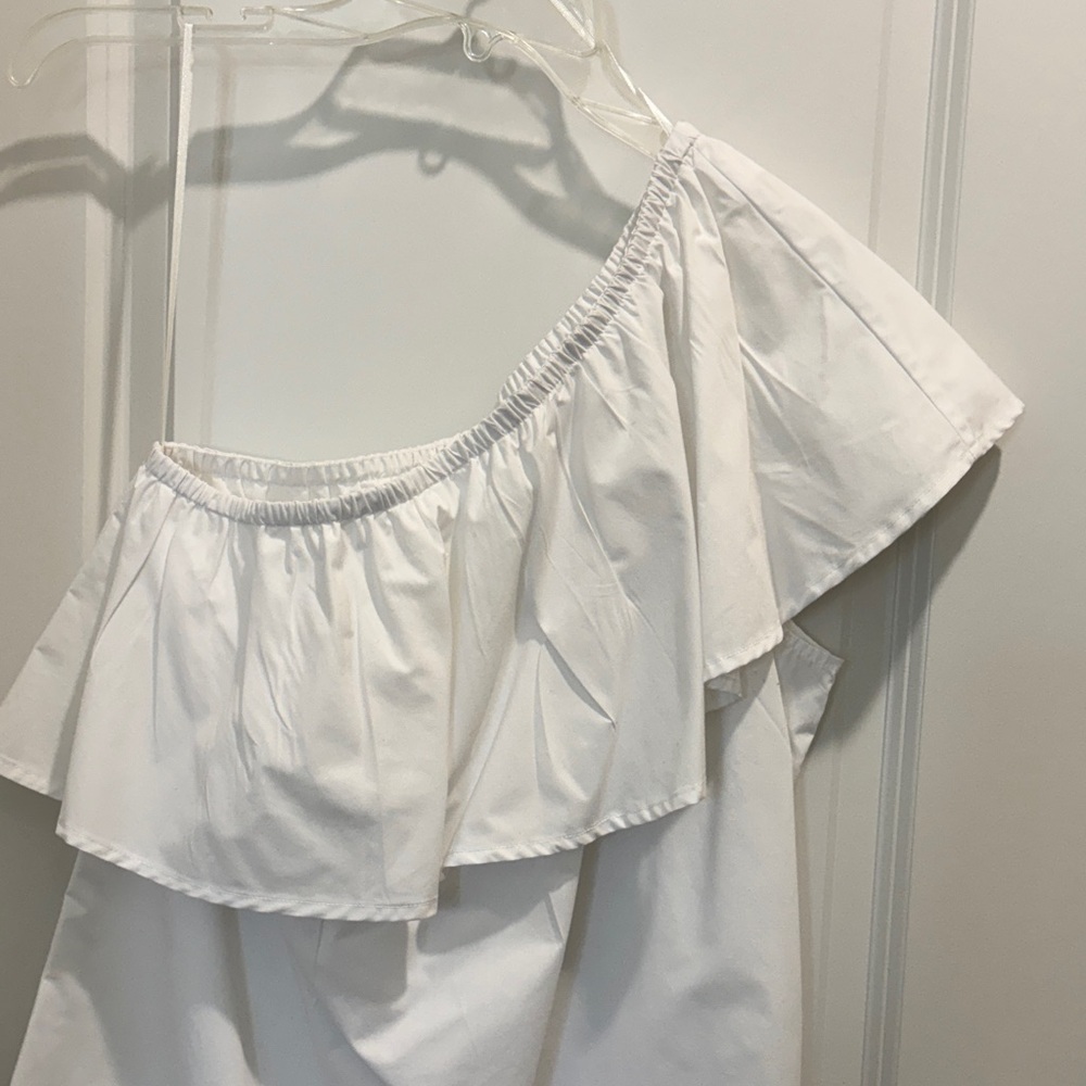 GAP White One-Shoulder Ruffle Top